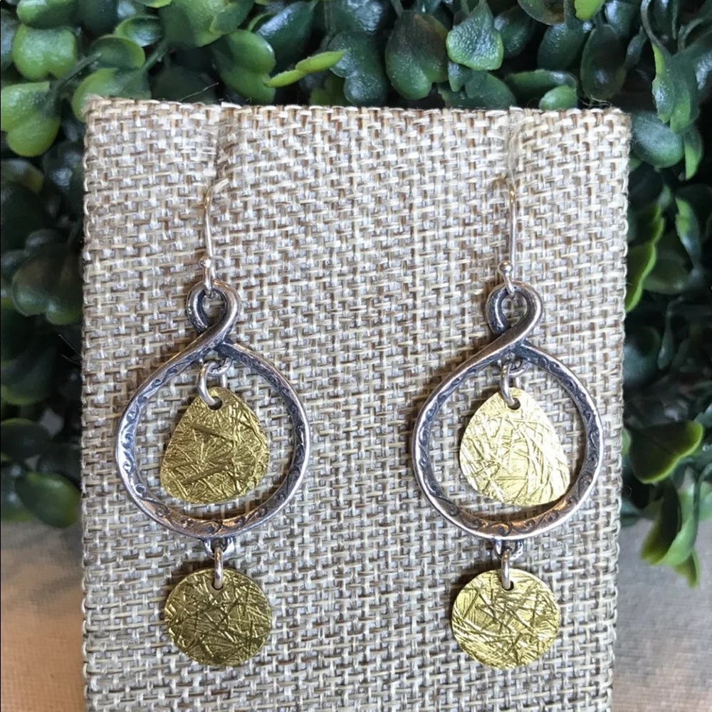 Silpada SS & Brass Disc Earrings